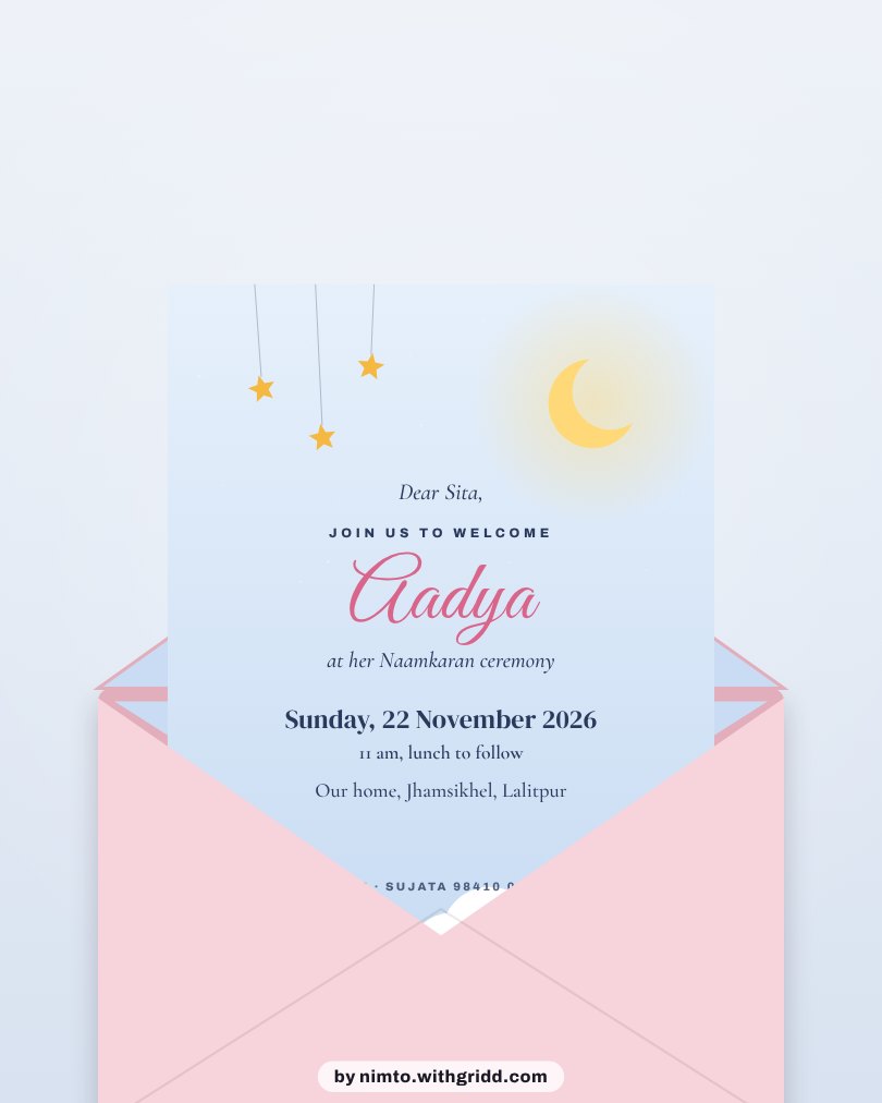 An invitation sliding out of its envelope